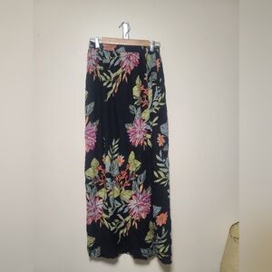 Patrons of Peace Black Floral Maxi Skirt – Size S – Boho Resort Vibes
